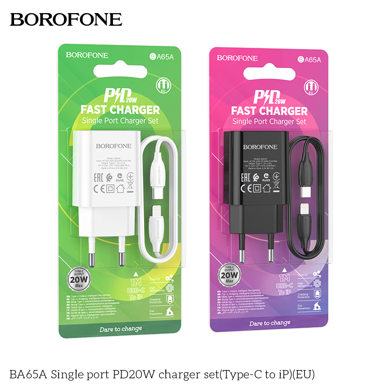 Bộ sạc BA65A PD20W một cổng (Type-C sang iP)(EU)