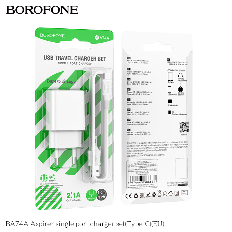 Bộ sạc một cổng BA74A Aspirer(Type-C)(EU)