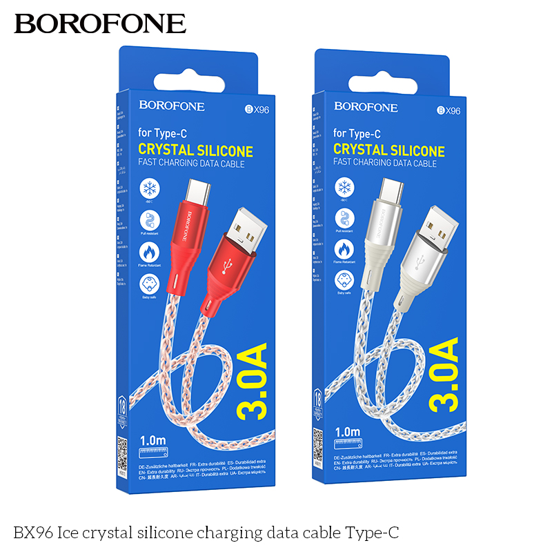 BX96 Cáp dữ liệu sạc silicon tinh thể băng Type-C