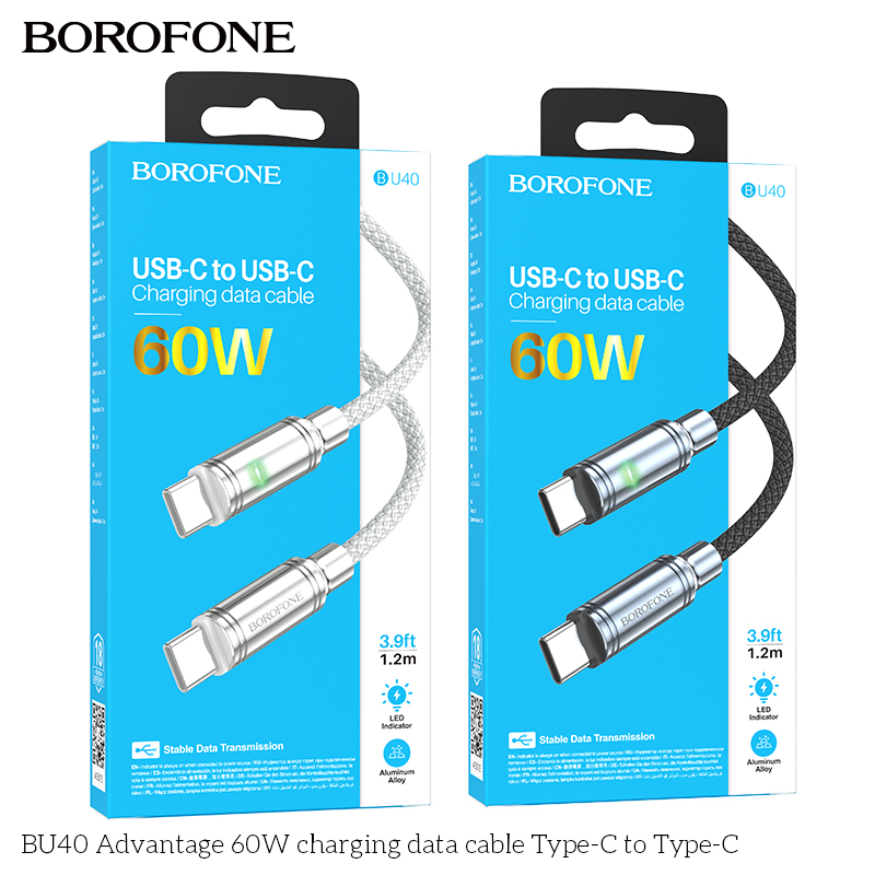 Cáp dữ liệu sạc BU40 Advantage 60W Type-C sang Type-C