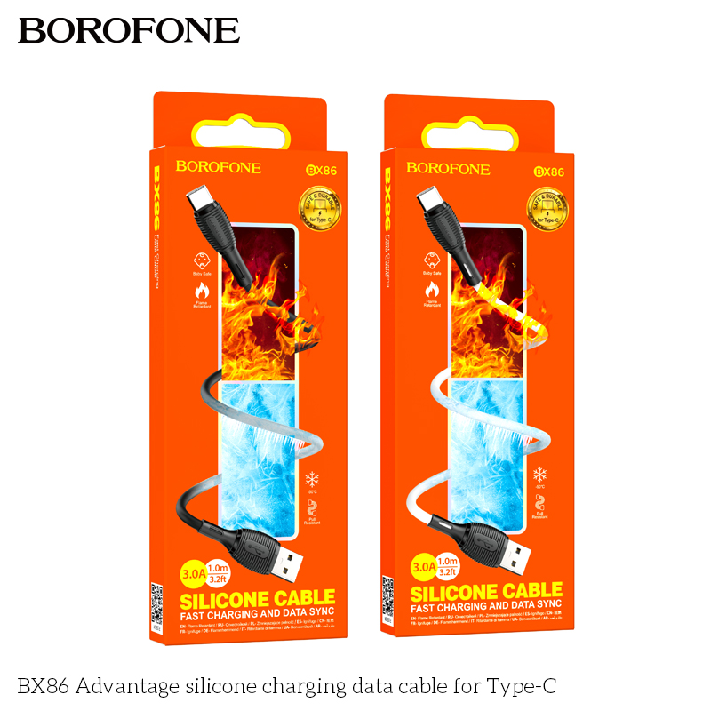 Cáp dữ liệu sạc silicon BX86 Advantage cho Type-C