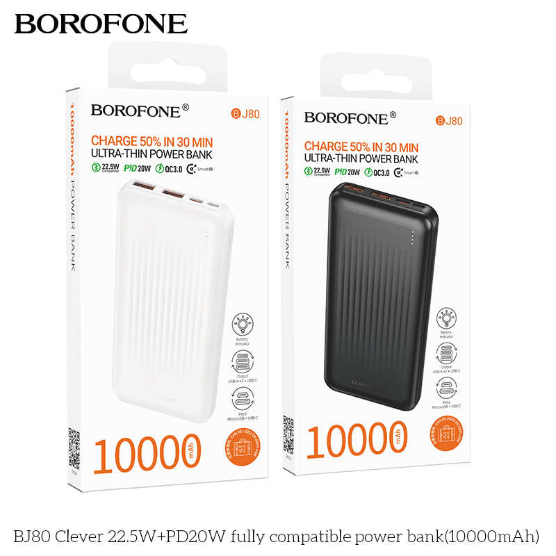 Pin dự phòng BJ80 Clever 22.5W+PD20W tương thích hoàn toàn (10000mAh)